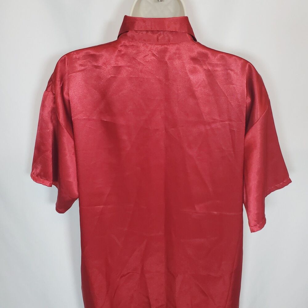 VTG Victoria's Secret Size Small Red Satin Sleep Shirt Night Gown Short Sleeve - Picture 4 of 9